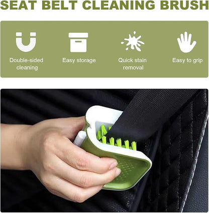 KVAEY Car Seat Belt Cleaning Brush, U-Shaped Auto Interior Washing Brush with Double-Sided Bristles, Closeable Safety Belt Bristle Scrubber Cutlery Cleaner Brush for Car Home (1 PCS)