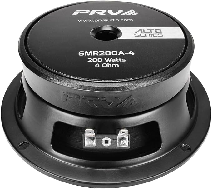 PRV AUDIO 6.5 Midrange Speakers Pair 6MR200A-4, 200 Watts, 4 Ohm Shallow Mount Car Audio Slim Speaker, 1.5 in Voice Coil, Compact for Doors (2 Speakers)