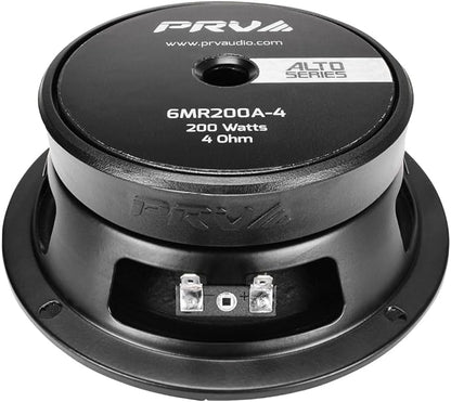 PRV AUDIO 6.5 Inch Shallow Midrange Speaker, 6MR200A-4, 200 Watts, 4 Ohm Shallow Mount Car Audio Slim Speaker, 1.5 in Voice Coil, Compact for Doors (Single)