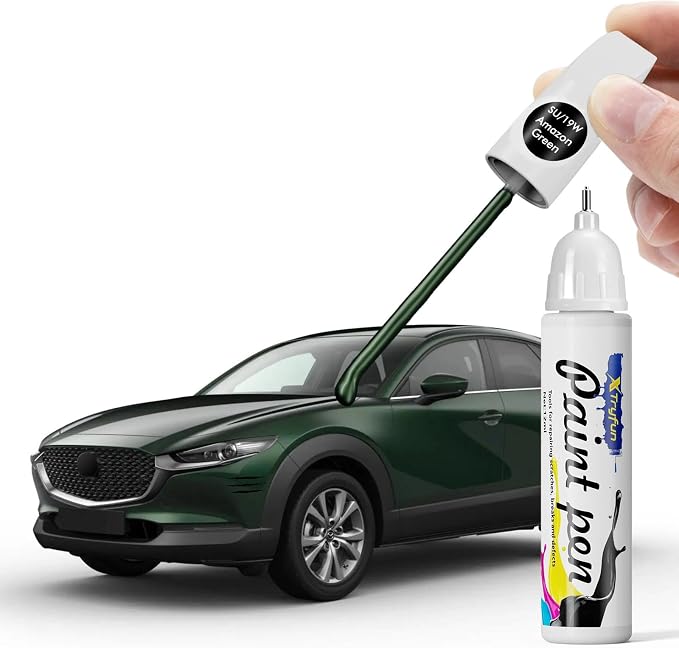 19W Amazon Green Touch Up Paint Compatible with Mazda, DIY Car Paint Scratch Repair, Quick & Easy Fix Automotive Scratch Repair for Tribute