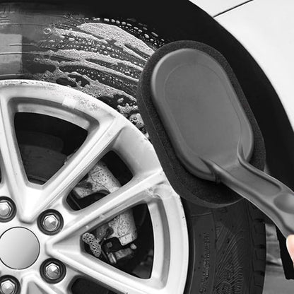 VICASKY Car Tire Brush and Wheel Sponge Brush with Handle for Car Detailing and Cleaning Easy Replacement and Sturdy Plastic Material and Tire Shine