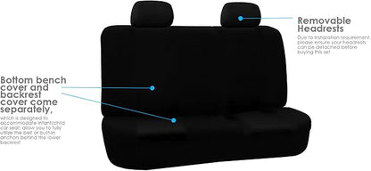 FH Group Stylish Full Set Car Set Covers Front Set and Rear Split Function, Airbag Compatible – Universal Fit for Cars Trucks & SUVs (Solid Black)