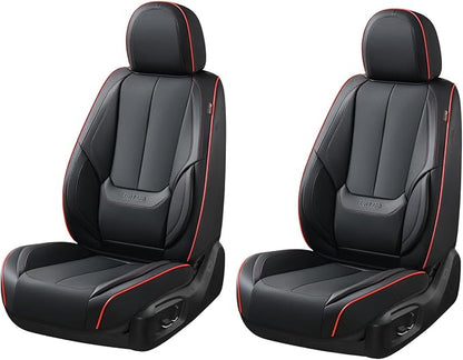 Coverado Seat Covers, Car Seat Covers Front Seats, Car Seat Cover, Car Seat Protector Waterproof, Car Seat Cushion Nappa Leather, BlackRed Seat Covers Carseat Cover Universal Fit for Most Cars