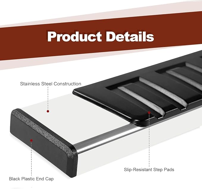 Running Boards 6 Inches Crew Cab for Chevy Silverado/GMC Sierra 2007-2018 1500 | 2019 Limited/LD | 2007-2019 2500HD/3500HD (4 Full Size Doors) Stainless Steel Side Steps Rails Nerf Bars 6"