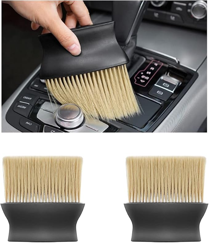 Ziciner Car Interior Detailing Brush, Ultra-Soft Auto Hair Bristles Removal Dust Collectors, Universal Vehicle Interior Cleaning Dashboard, Air Conditioner Vent etc Tool Accessory (2PCS, Yellow)