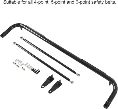 Precise 49in Racing Safety Seat Belt Chassis Roll Harness Bar Kit Stainless Steel Universal for Racing Enthusiasts (B black)