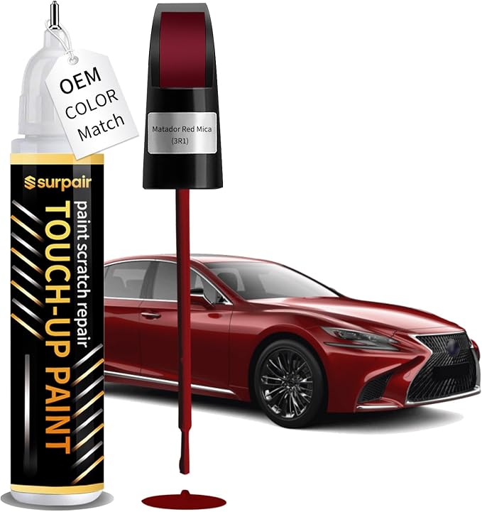 Matador Red Mica 3R1 Touch up Paint for Lexus OEM Color Match Car Scratch Repair Kit for Nicks & Chips Scratches Quick & Easy Paint Fix 2-In-1 Car Scratch Remover Pen