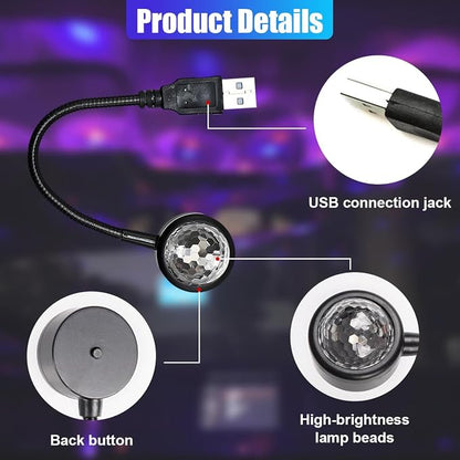 Star Projector Night Light, Portable USB LED Ambient Light - 4 Colors & 9 Modes Atmosphere Star Lights for Car Decor, Ceiling, Bedroom, Party (2PCS)