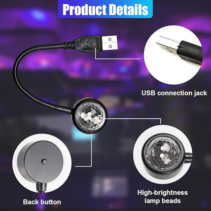 Star Projector Night Light, Portable USB LED Ambient Light - 4 Colors & 9 Modes Atmosphere Star Lights for Car Decor, Ceiling, Bedroom, Party (1PC)