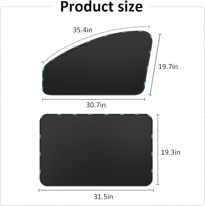 Car Window Sun Shades Curtains - Magnetic Privacy Curtains Side Window Sun Shades 100% Block Light Car Window Covers with Cooler Feeling (dexterous, 4pcs)