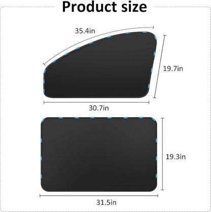 Car Window Sun Shades Curtains - Magnetic Privacy Curtains Side Window Sun Shades 100% Block Light Car Window Covers with Cooler Feeling (dexterous, 4pcs)