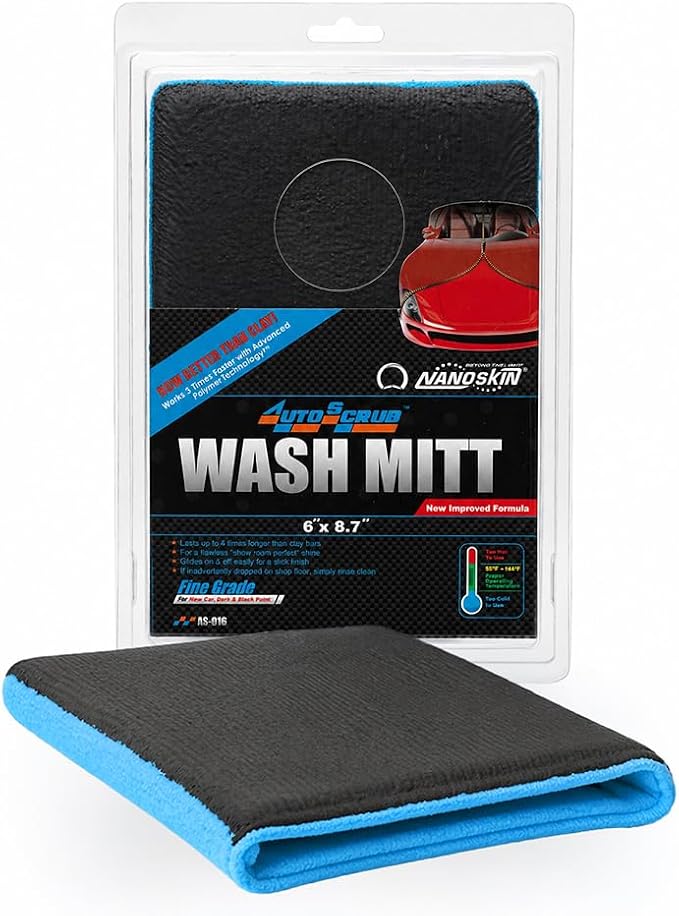Nanoskin AUTOSCRUB Fine Grade Wash Mitt,Weft Knitted Microfiber [AS-016] Blue, 6" x 8.7"