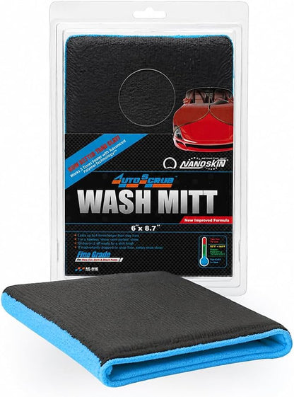 Nanoskin AUTOSCRUB Fine Grade Wash Mitt,Weft Knitted Microfiber [AS-016] Blue, 6" x 8.7"
