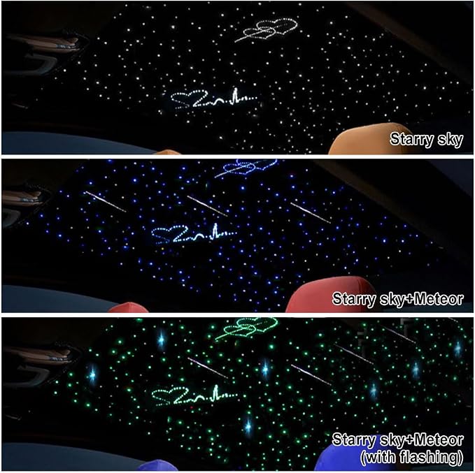 Dual Port 32W Twinkle Meteor 2 in 1 Starlight Headliner Light Kit with 1200pcs 9.8ft Fiber Optical Cable RGBW Light Source Sound Activated APP/Remote Control for Car/Home/Party
