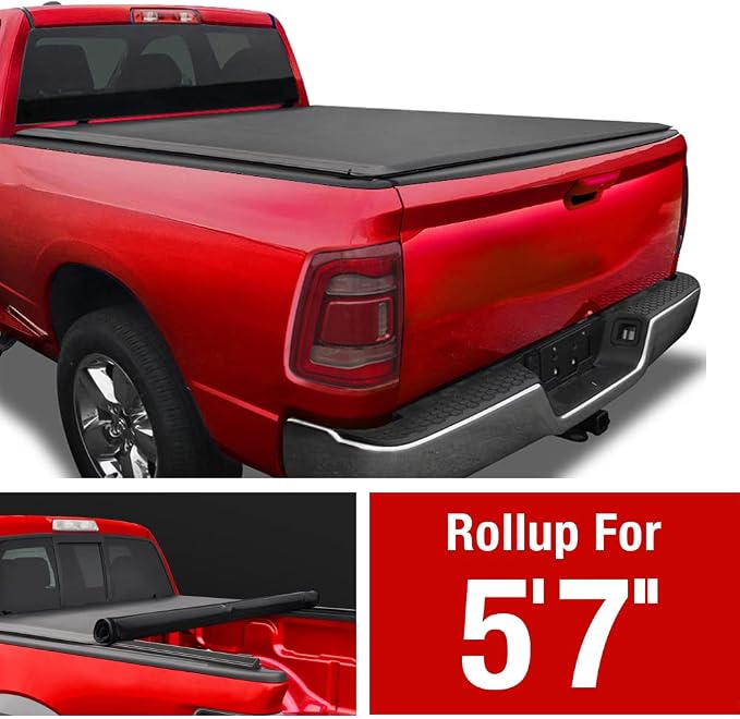 MaxMate Soft Roll-up Truck Bed Tonneau Cover Compatible with 2019-2026 Ram 1500 (Not Fit 19-24 Classic) | 5'7" (67") Bed | TCD169046