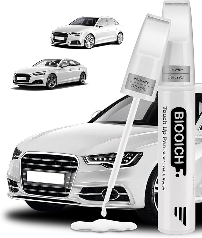 Touch Up Paint Pen Exact Color Match Car Chip and Scratch Repair (for Audi, Ibis White(T9/LY9C))