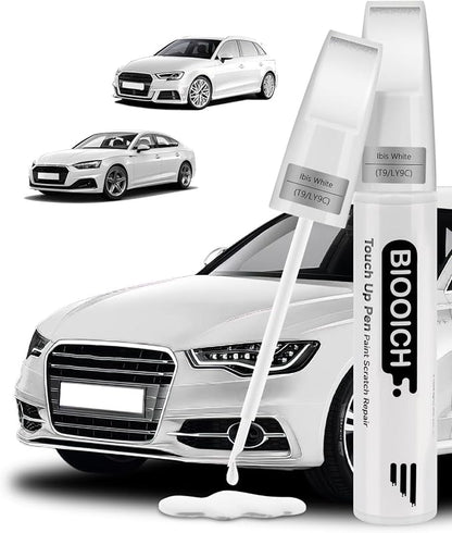 Touch Up Paint Pen Exact Color Match Car Chip and Scratch Repair (for Audi, Ibis White(T9/LY9C))