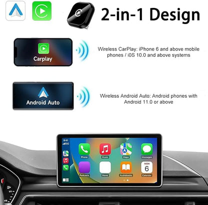 Wireless Carplay Adapter for BMW iX3 2022 2023 2024, 2 in 1 Plug and Play Android Auto and Carplay Effortlessly Convert Wired to Wireless Car Play