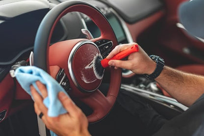 Detail Factory - TriGrip Ultra-Soft Detailing Brush Set - Scratch-Free Cleaning for Exterior, Interior Panels, Emblems, Badges, Gauges, Infotainment Screen - Red