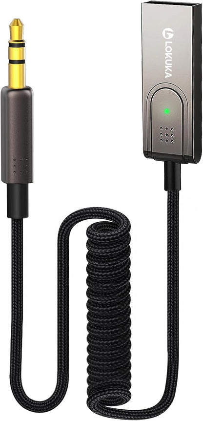 Bluetooth 5.3 to Aux Adapter for Car, USB to TRS 3.5mm Receiver - Adds Bluetooth to Car, Speaker, Home Stereo Audio for Hands-Free Calls, Voice Navigation, Phone Music - Brown