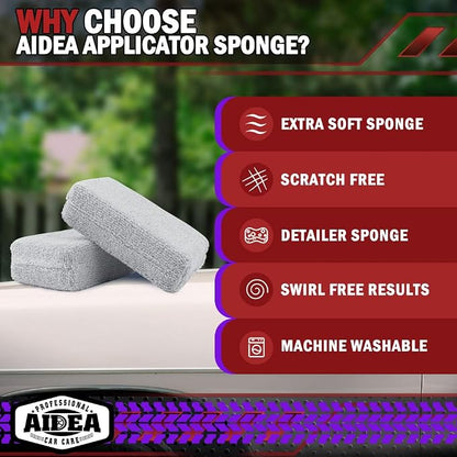 AIDEA Microfiber Applicator Pad-8Pack, Car Wash Sponge, Premium Microfiber Sponge and Cleaning Pads, Perfect for Effortless Wax, Sealant, and Conditioner Application-Grey