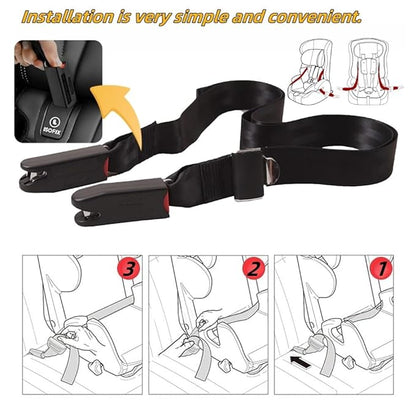 Strap Pads Compatible with 1 Pcs Universal ISOFIX Kids Seat Car Fixing Straps Covers with Latch Interface Accessory Cover Set (Black)