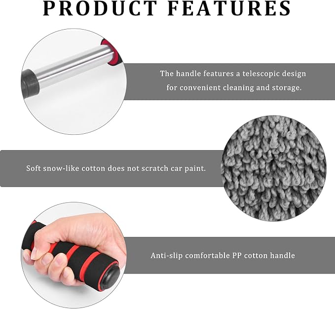 4 PCS Car Duster Kit, Microfiber Scratch Free Multipurpose Cleaning Duster with Extendable Handle, Washable Interior & Exterior Auto Dusting Tools for Cars Trucks SUVs RVs