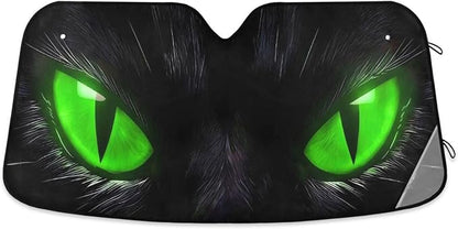 Windshield Sun Shade Green Eyes Front Window Block UV Shades Visor Reflective Retractable for Car SUV Trucks