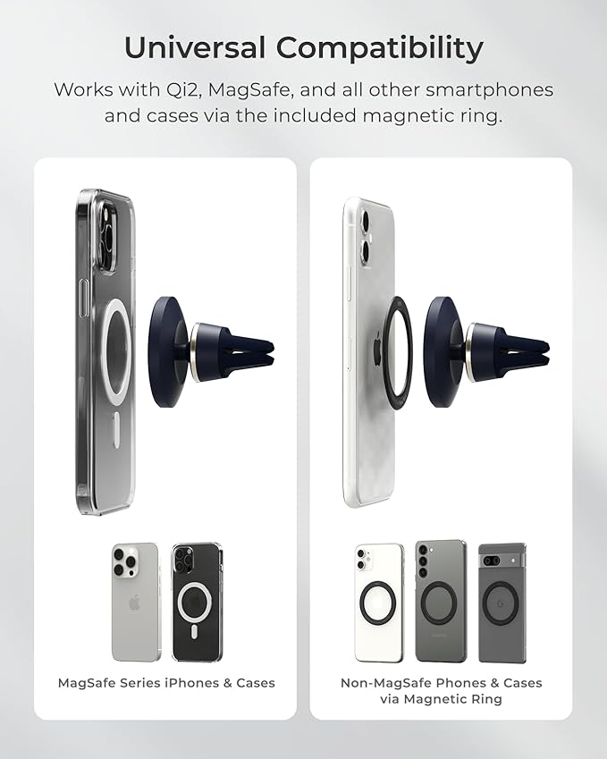 iOttie Velox MagSafe Compatible Air Vent Car Phone Holder. Unversal Magnetic Car Phone Mount for iPhone 12/13/14/15/16/17 Series & Android Phones via Included Magnetic Ring Adapter