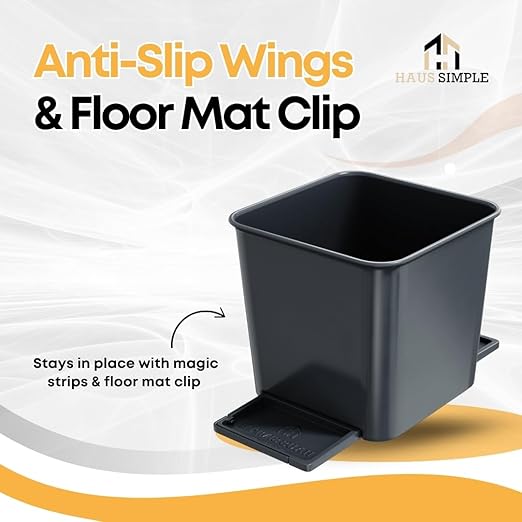 Car Trash Can with Stability Wings – Leakproof Portable Garbage Bin for Fabric & Rubber Mats – Compact Durable Plastic Auto Organizer for Cars, SUVs, Trucks (Gray, Small)