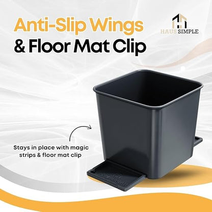Car Trash Can with Stability Wings – Leakproof Portable Garbage Bin for Fabric & Rubber Mats – Compact Durable Plastic Auto Organizer for Cars, SUVs, Trucks (Gray, Small)