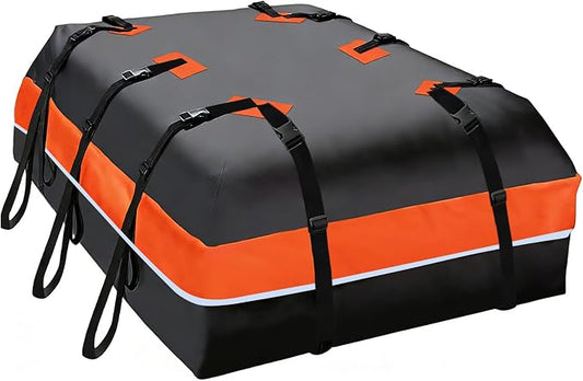 20 CuFt Car Rooftop Cargo Carrier Bag, 100% Waterproof Heavy Duty Car Roof Top Carrier for All Vehicles with/Without Racks, Includes Anti-Slip Mat, 10 Reinforced Straps, Lock & 6 Door Hooks