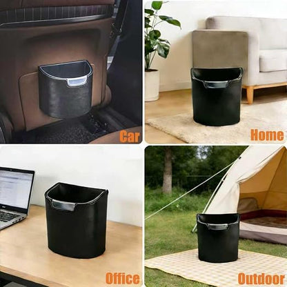 2PC Car Trash Can Leakproof Garbage Can for Car Hanging Back Seat PU Leather Vehicle Trash Bin Removable Liner for Travel Road Trip