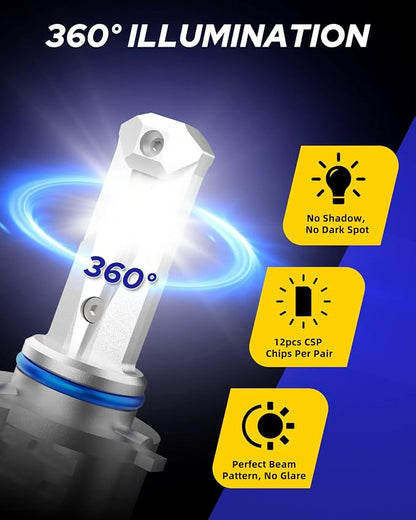 AUTOONE 2026 Upgraded 9006 Headlight Bulbs, 1000% Bright 50000 Lumens HB4 Bulbs