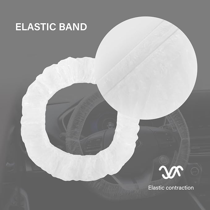 100PCS Disposable Steering Wheel Covers,Disposable Steering Wheel Protector with Elastic for Avoiding Scuffs & Scratches,Universal Car Steering Wheel Cover Car Accessories