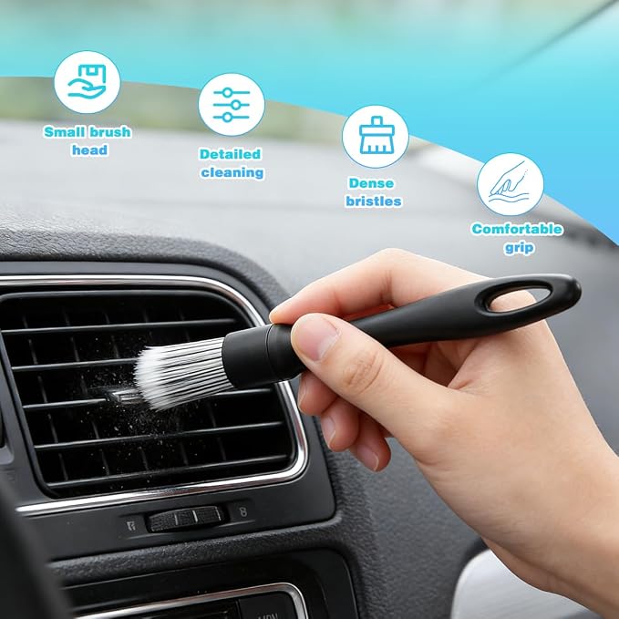 Bittwee Car Detailing Brush Kit, 5PCS Soft Bristle Multi-Use Vehicle Air Vent Detailing Wash Brushes, Automotive Interior or Exterior Cleaning Kit, Universal for SUV Automobile Truck