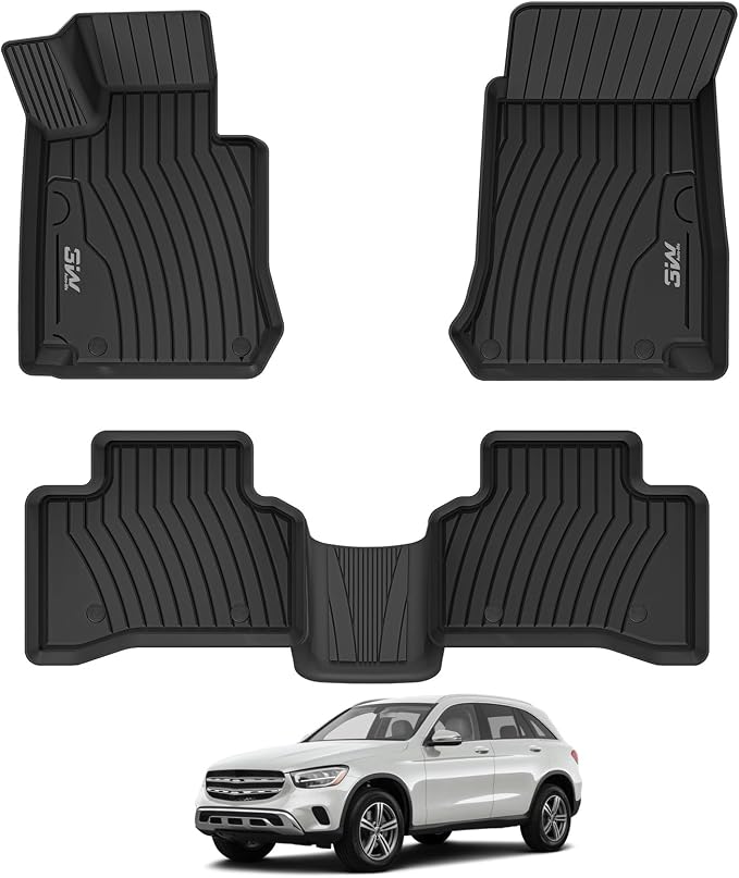 3W Floor Mats for Benz GLC SUV & Coupe 2016-2022, TPE All Weather Custom Fit Floor Liner for Benz GLC300/GLC350e/GLC43 AMG/GLC63 AMG/GLC63 AMG S Accessories Full Set Car Mats Easy Clean