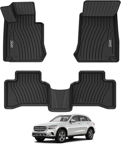 3W Floor Mats for Benz GLC SUV & Coupe 2016-2022, TPE All Weather Custom Fit Floor Liner for Benz GLC300/GLC350e/GLC43 AMG/GLC63 AMG/GLC63 AMG S Accessories Full Set Car Mats Easy Clean