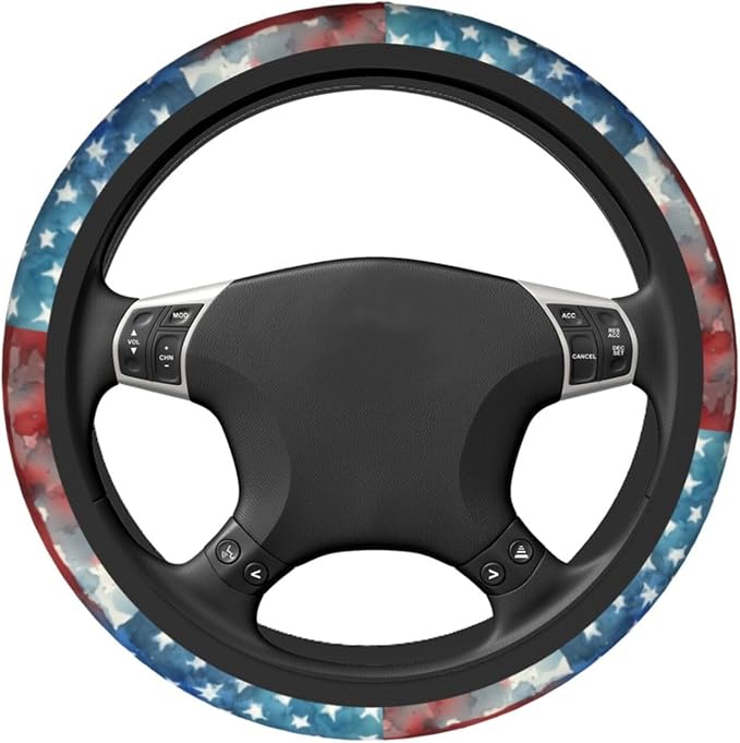 4th of July Flag Steering Wheel Covers Non Slip Neoprene Universal 15 Inch Steering Wheel Protector Car Cover for Men Women