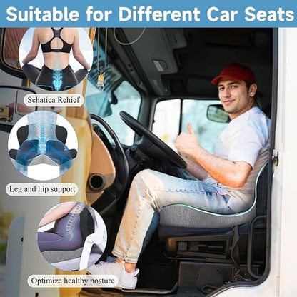 SAMLOO Seat Cushion Memory Foam Pads for Truck Driver Office Chair Cushion Home Chair Cushion Car Non Slip Pad Sitting Ergonomic Cushions for Office Workers Car Drivers (Dark Grey)