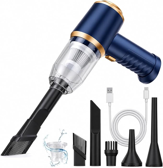 Car Vacuum Cleaner Cordless, 120W high Power Portable Mini Vacuum with 12000Pa Hand Held Vacuum Strong Suction, Electric Compressed Air Duster Blower for Car, Desk, Keyboard, Home