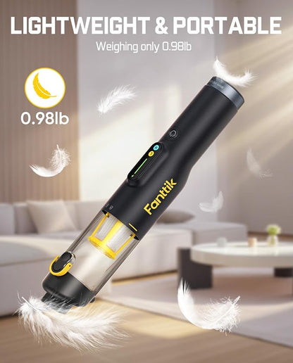 Fanttik Slim V10 Lite Cordless Handheld Vacuum, 0.98lb Lightweight with All-in-One Base Design, Smart LED Display, Portable Mini Vacuum Cleaner for Kitchen Table, Home, Car