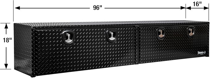 Buyers Products 1721568 Black Aluminum Diamond Tread Topsider Truck Box With Drop Door, 96x18x16 Inch, Weather Resistant, Locking Compression Latch, No Drill Install, Made in USA