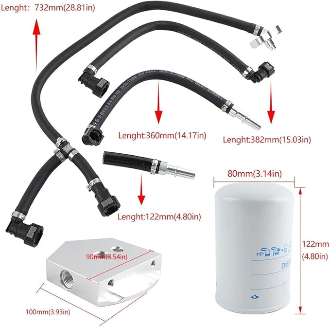 MOUDOAUER Fuel System Disaster Prevention Bypass Kit for Ford F-250 F-350 F-450 F-550 6.7L Powerstroke Diesel 2011+, CP4 Pump Failure Protection Upgrade Kit with Return Fuel Filter US