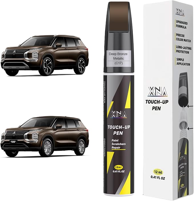 XNA Deep Bronze Metallic(C17) for Mitsubishi Touch Up Paint, 2 in 1 Car Scratch Remover with Pen Tip and Brush, Exact Color-Matched for Car Paint Scratch Repair, Quick & Easy Fix Chips and Nicks