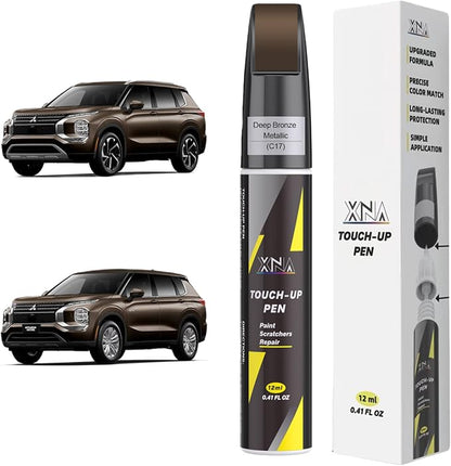 XNA Deep Bronze Metallic(C17) for Mitsubishi Touch Up Paint, 2 in 1 Car Scratch Remover with Pen Tip and Brush, Exact Color-Matched for Car Paint Scratch Repair, Quick & Easy Fix Chips and Nicks