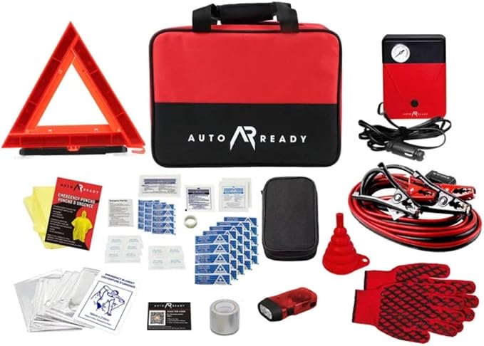 Auto Ready 68-Piece Roadside Emergency Kit – Car Safety, First Aid & Breakdown Essentials