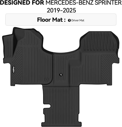 Floor Mats for Mercedes-Benz Sprinter 2019-2025, All Weather TPE Protector for Mercedes-Benz Sprinter Floor Liner Accessories