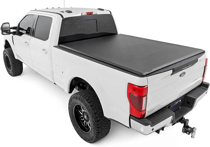 Rough Country Soft Roll-Up Truck Bed Cover for Ford F-250 & F-350 Super Duty (2017-2025) – Fits 6'10 Bed, Low-Profile All-Weather Tonneau Cover