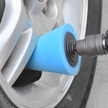5Pcs Car Wheel Hub Drill Buffing Sponge Pads Kit,3 Inch Shank Polishing Pads for Wheel Hub Cleaning, Auto Cone Metal Polish Buffing Polishing Ball,Drill Buffer Polisher Attachment